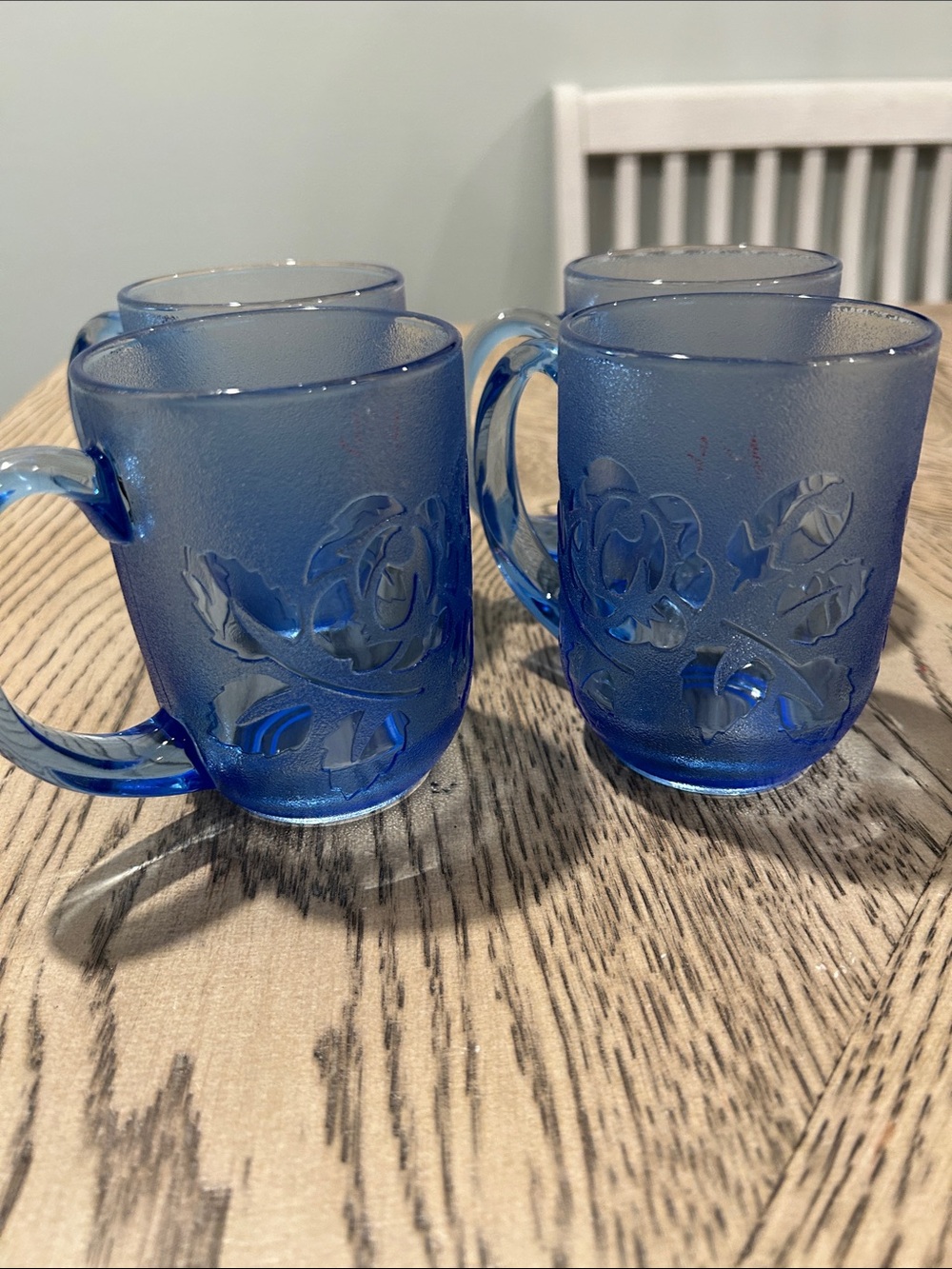 - Vintage Arcoroc Blue Rosa mugs Set of 4